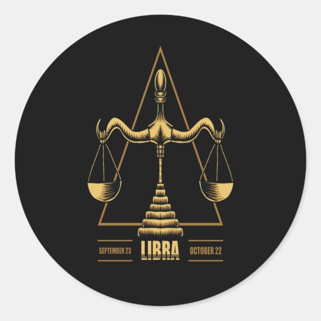 Pegatina Redonda Rótulo Libra Zodiac (Anverso)