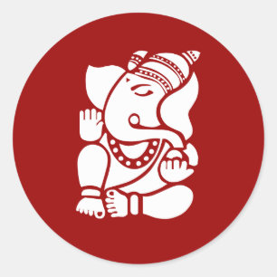 Pegatina Redonda Rótulo Lord Ganesha