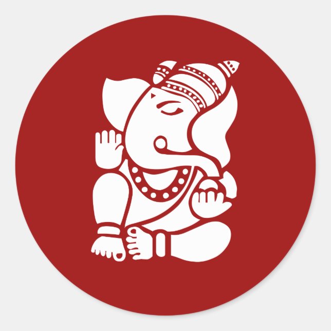 Pegatina Redonda Rótulo Lord Ganesha (Anverso)