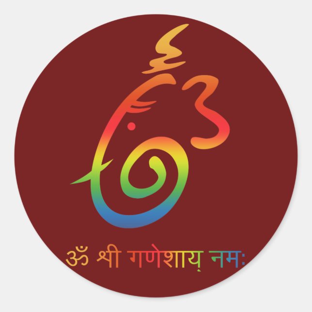 Pegatina Redonda Rótulo Lord Ganesha (Anverso)