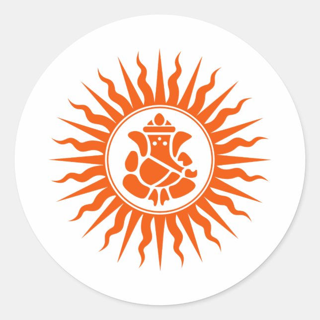 Pegatina Redonda Rótulo Lord Ganesha (Anverso)
