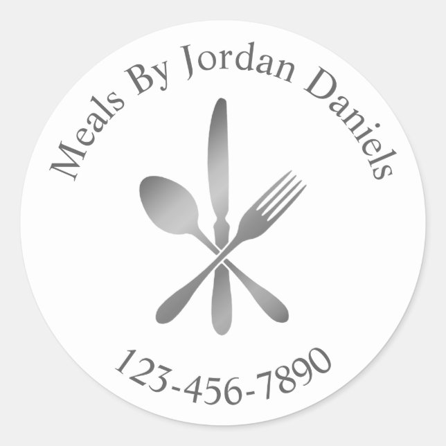 Pegatina Redonda Rótulo personal del chef de la preparación de la c (Anverso)