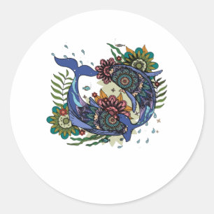 Pegatina Redonda Rótulo Pisces Zodiac