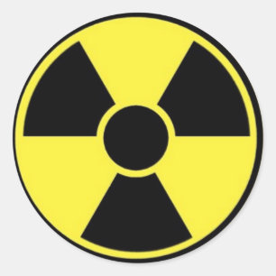 PEGATINA REDONDA RÓTULO RADIACTIVO