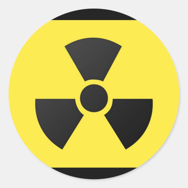 Pegatina Redonda Rótulo radiactivo (Anverso)