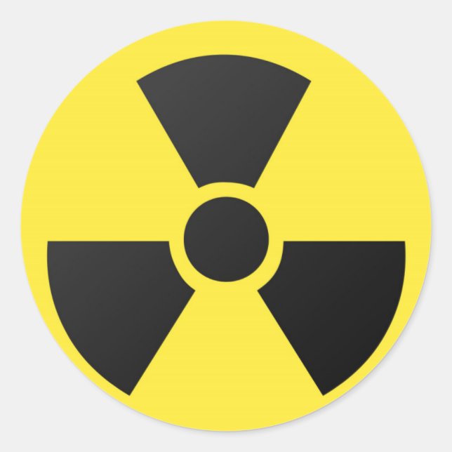 Pegatina Redonda Rótulo radiactivo (Anverso)
