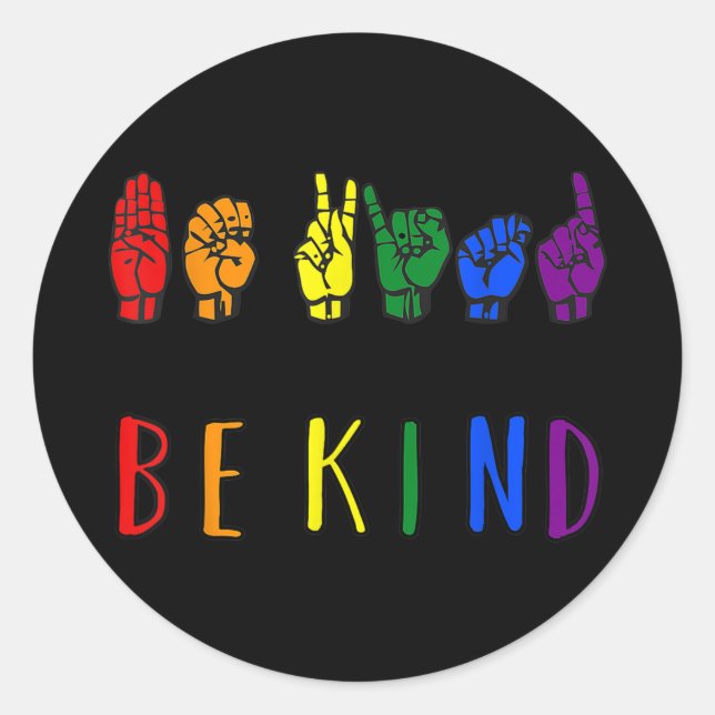Pegatina Redonda Rótulo Rainbow Be Kind (Anverso)