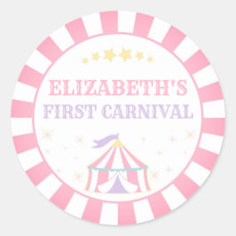 Pegatina Redonda Rótulo redondo de cumpleaños del Carnaval
