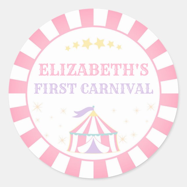 Pegatina Redonda Rótulo redondo de cumpleaños del Carnaval (Anverso)