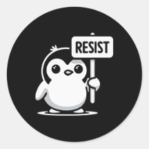 Rótulo "RESIST" del personalizado Pingüino - B & W
