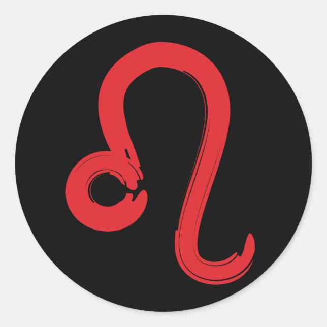 Pegatina Redonda Rótulo rojo LEO Zodiac Julio Agosto Astrología cum (Anverso)