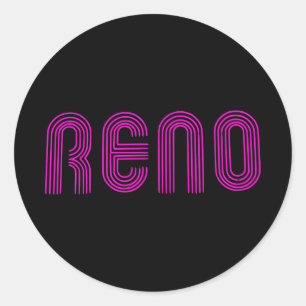 Pegatina Redonda Rótulo Rosa Reno