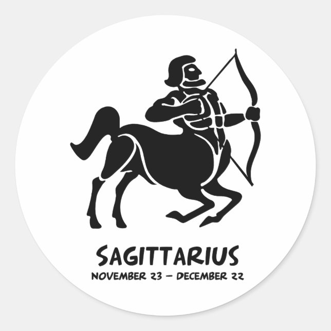 Pegatina Redonda Rótulo Sagittarius Zodiac (Anverso)