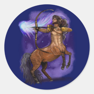Pegatina Redonda Rótulo Sagittarius Zodiac