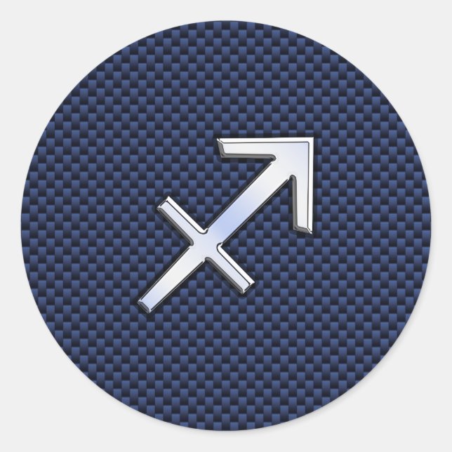Pegatina Redonda Rótulo Sagittarius Zodiac sobre la impresión de fi (Anverso)