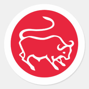 Pegatina Redonda Rótulo Taurus Zodiac Moderno Llanura Minimalista E