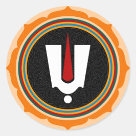 Pegatina Redonda Rótulo Tilak hindú - Símbolo Lotus del dios hindú