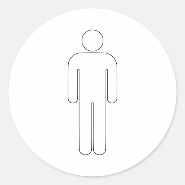 Pegatina Redonda Rótulo universal de silueta de hombre de persona c (Anverso)