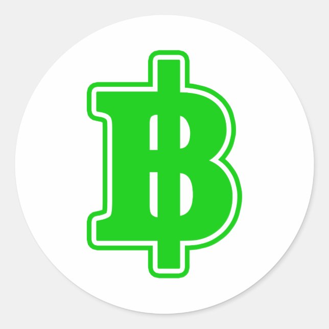Pegatina Redonda Rótulo VERDE BAHT ฿ dinero tailandés ฿ (Anverso)