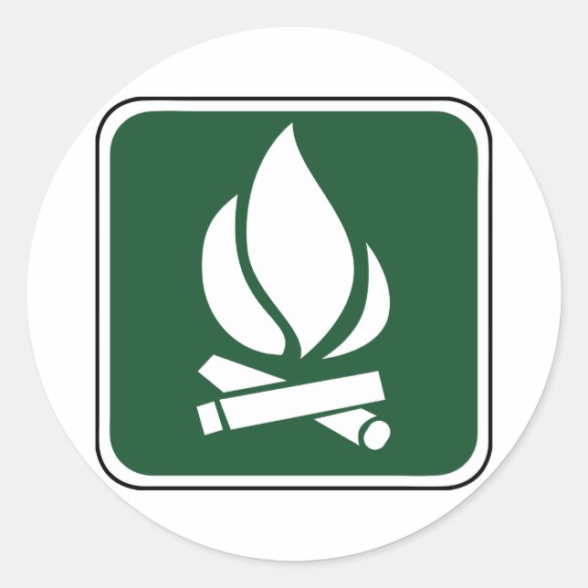 Pegatina Redonda Rótulo Vintage Campfire (Anverso)