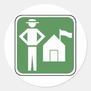 Pegatina Redonda Rótulo Vintage Camping