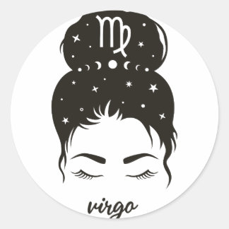 Pegatina Redonda Rótulo Virgo Zodiac