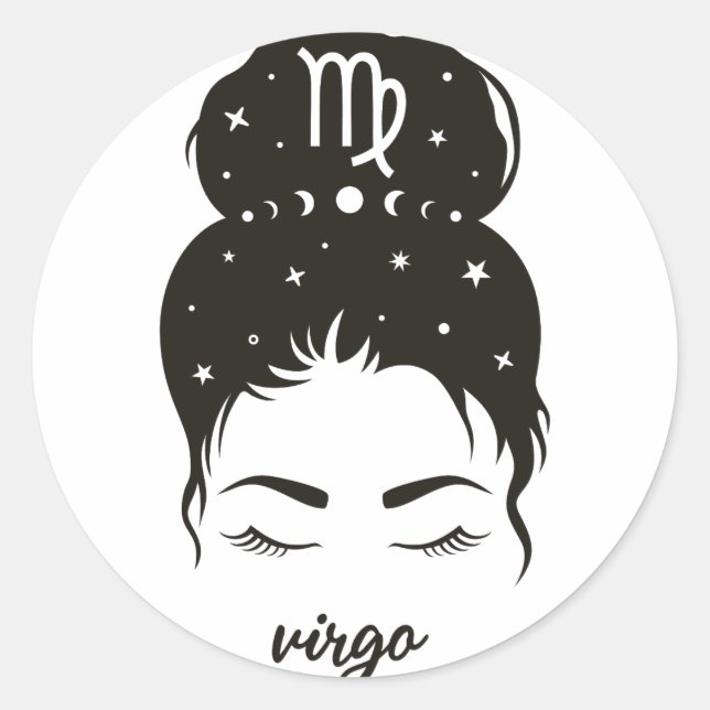 Pegatina Redonda Rótulo Virgo Zodiac (Anverso)