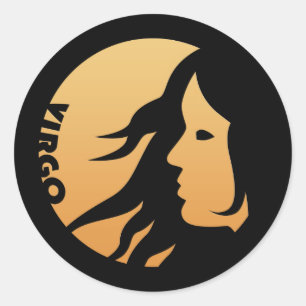Pegatina Redonda Rótulo Virgo Zodiac