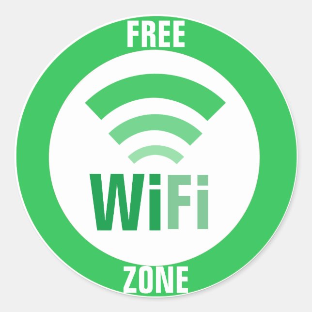Pegatina Redonda Rótulo WiFi gratuito (Anverso)