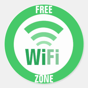 Pegatina Redonda Rótulo WiFi gratuito