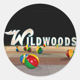 Pegatina Redonda Rótulo Wildwoods en Wildwood New Jersey