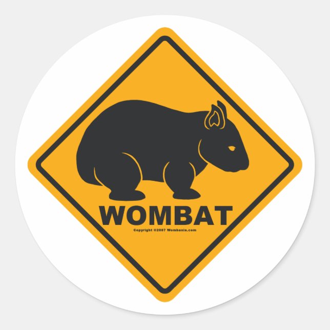 Pegatina Redonda Rótulo Wombat (Anverso)