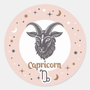 Pegatina Redonda Rótulo Zodiac Capricorn