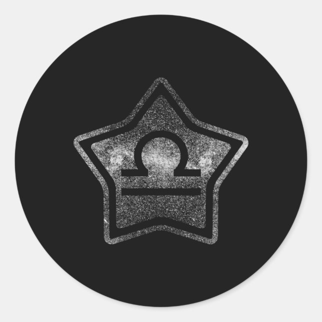 Pegatina Redonda Rótulo Zodiac Estrella Libra 7 Rótulo Zodiaco (Anverso)