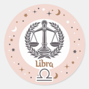 Pegatina Redonda Rótulo Zodiac Libra