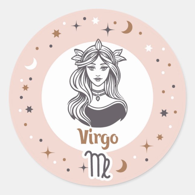 Pegatina Redonda Rótulo Zodiac Virgo (Anverso)
