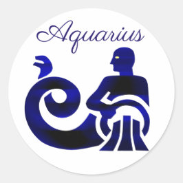 Pegatina Redonda Rótulo Zodiaco Aquarius Astrología del Horóscopo P