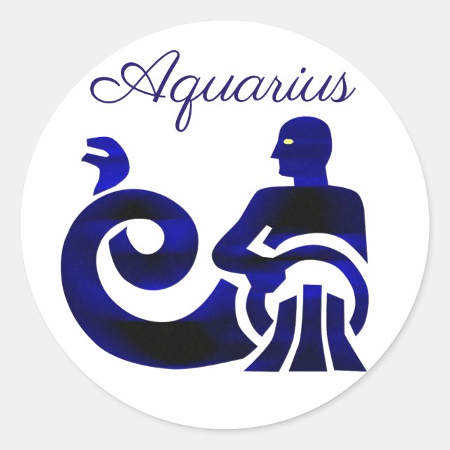 Pegatina Redonda Rótulo Zodiaco Aquarius Astrología del Horóscopo P (Anverso)