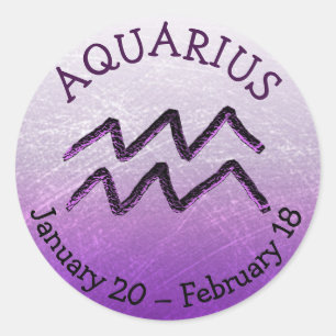 Pegatina Redonda Rótulo Zodiaco Aquarius Astrología del Horóscopo P