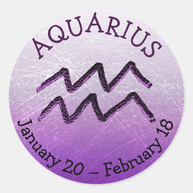 Pegatina Redonda Rótulo Zodiaco Aquarius Astrología del Horóscopo P (Anverso)
