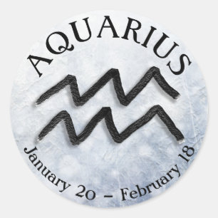 Pegatina Redonda Rótulo Zodiaco Aquarius Horoscope Astrología
