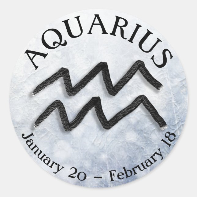 Pegatina Redonda Rótulo Zodiaco Aquarius Horoscope Astrología (Anverso)