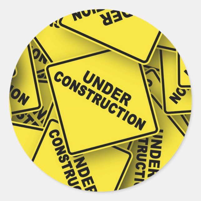 Pegatina Redonda Rótulos de construcción en curso (Anverso)