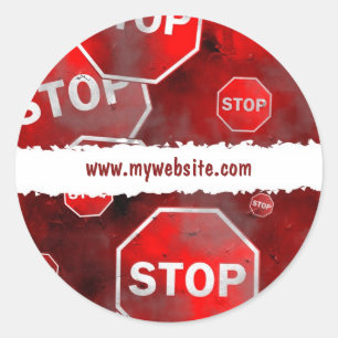 Pegatina Redonda Rótulos de parada de Grunge