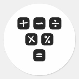 Pegatina Redonda Rótulos matemáticos de los símbolos matemáticos de