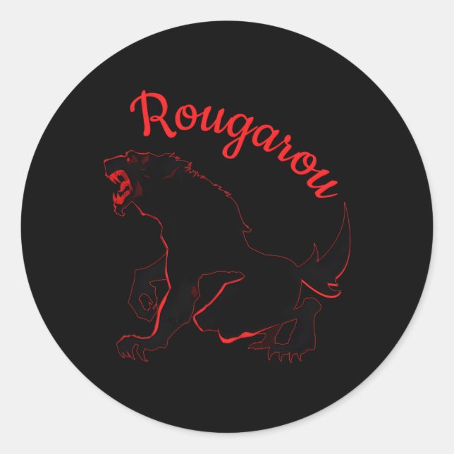 Pegatina Redonda Rougarou Leyenda De La Noche Werewolf Shapeshifter (Anverso)