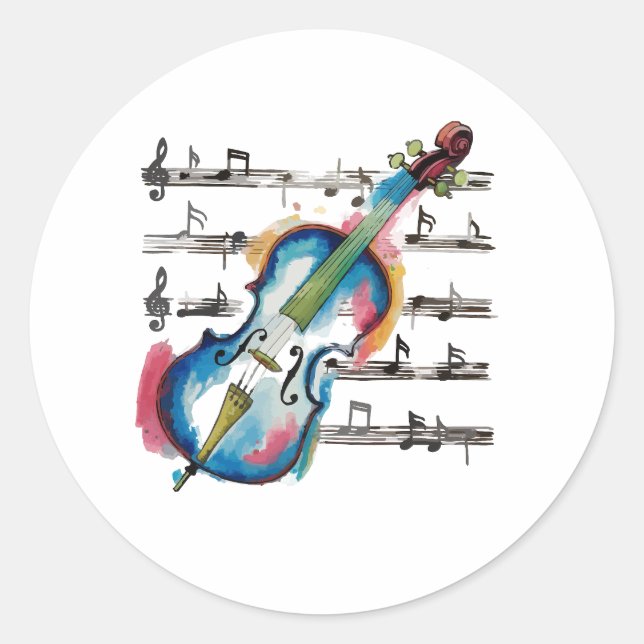 Pegatina Redonda Round abstract violin sticker (Anverso)