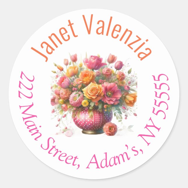 Pegatina Redonda Round address labels (Anverso)