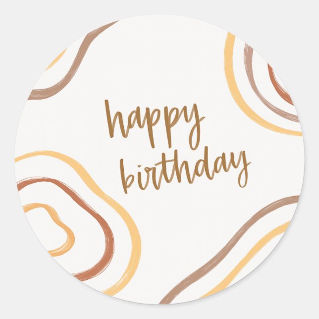 Pegatina Redonda Round Happy Birthday Sticker – Minimalist Abstract (Anverso)