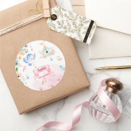 Pegatina Redonda round sticker first birthday party butterfly garde